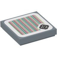 Lego Tile 2 x 2 with Amp and Barcode Print (Sticker) / Sand Blue