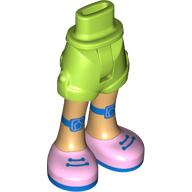 Lego Minidoll Hips and Shorts with Bright Pink/Blue Shoes, Blue Knee Pads Print [Thin Hinge] / Lime