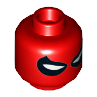 Lego Minifig Head Scarlet Spider (Spider-Man), Large White Eyes Squinting Print [Hollow Stud] / Red