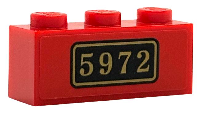 Lego Brick 1 x 3 with Gold '5972' and Border on Black Background, Small Pattern (Sticker) - Set 76450