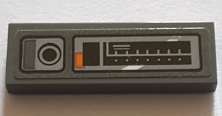 Lego Tile 1 x 3 with Control Panel and Black Button Pattern Model Left Side (Sticker) - Set 75144 / Dark Bluish Gray