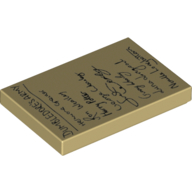 Lego Tile 2 x 3 with 'Dumbledore's Army' and List of Names Print / Tan
