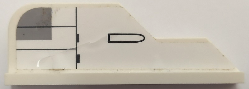 Lego Tail 8 x 1 with Stepped Fin with Light Bluish Gray Corner and Black Lines and Missile Launcher Pattern (Sticker) - Set 75175