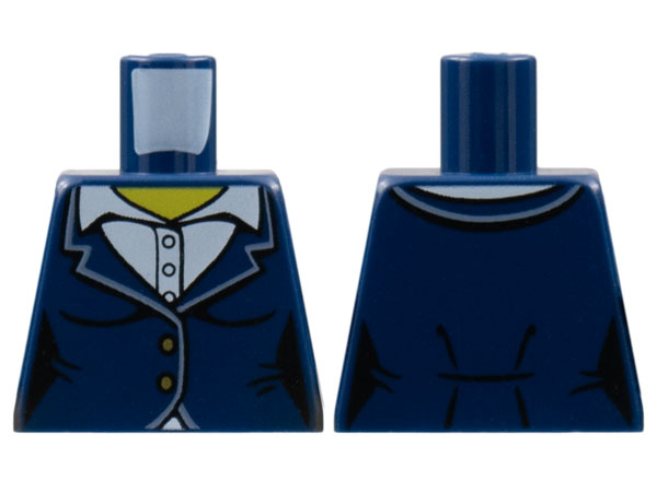 Lego Torso Female Suit Jacket with White Collar Shirt with Buttons Pattern / Dark Blue
