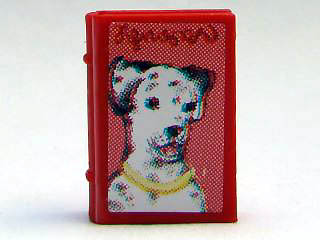 Lego Minifigure, Utensil Book 2 x 3 with Dog Dalmatian Pattern (Stickers) - Set 3205 / Red