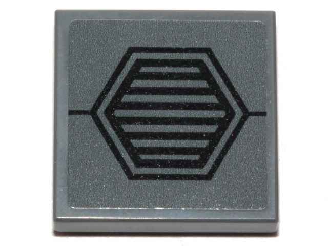 Lego Tile 2 x 2 with SW AT-ST Hexagon Vents on Dark Bluish Gray Background Pattern (Sticker) - Set 75254