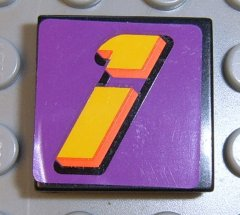 Lego Tile 2 x 2 with Number  1 Yellow on Purple Background Pattern (Sticker) - Set 2854