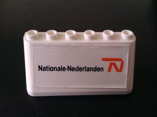 Lego Windscreen 2 x 6 x 2 with 'Nationale Nederlanden' on White Background Pattern (Sticker) - Set 880002-2 (in Combination with Sets 3308 / 3309)