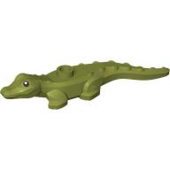 Lego Animal, Alligator / Crocodile Baby with Black Eyes print / Olive Green