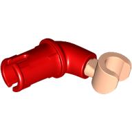 Lego Arm, with Pin, Light Nougat Hand / Red