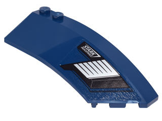 Lego Wedge 8 x 3 x 2 Open Right with White 'STARK INDUSTRIES' Logo and Vents Pattern (Sticker) - Set 76051 / Dark Blue