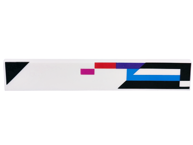 Lego Tile 1 x 6 with Black Triangle, Dark Azure, Magenta, Red and Dark Purple Stripes Pattern
