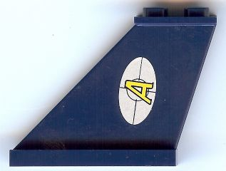 Lego Tail 4 x 1 x 3 with Agents Logo Pattern on Left Side (Sticker) - Set 8970 / Dark Blue