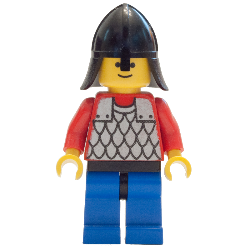 Lego Knight (Scale Mail on Red) - Red Arms, Blue Legs, Black Neck-Protector