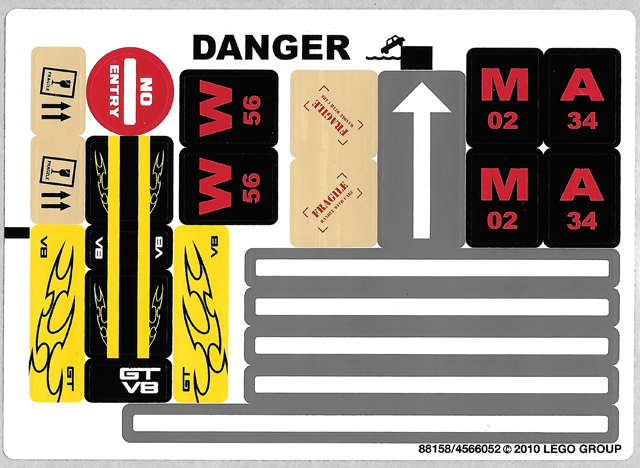 Lego Sticker Sheet 2 for Set 8196-1