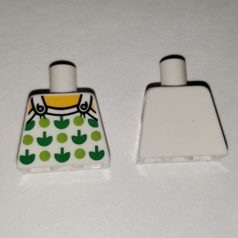 Lego Torso Halter Top with Green Apples and Lime Spots without Back Print Pattern (BAM) / White