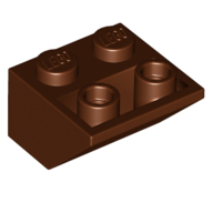 Lego Brick Sloped Inverted 45° 2 x 2 [Round Hollow Bottom Pin, Bar-sized Stud Holes] / Reddish Brown