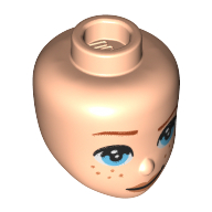 Lego Minidoll Head Bright Light Blue Eyes, Dark orange Eyebrows, Freckles print / Light Nougat