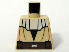 Lego Torso SW Jedi Robe, Dark Brown Belt, White Collar Pattern / Tan