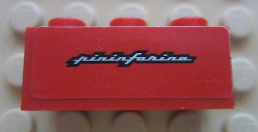 Lego Brick 1 x 3 with White 'pininfarina' Pattern (Sticker) - Set 8652