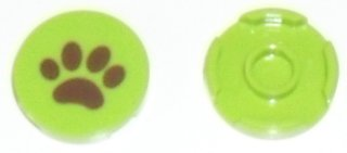 Lego Tile, Round 2 x 2 with Bottom Stud Holder with Reddish Brown Paw Print Pattern