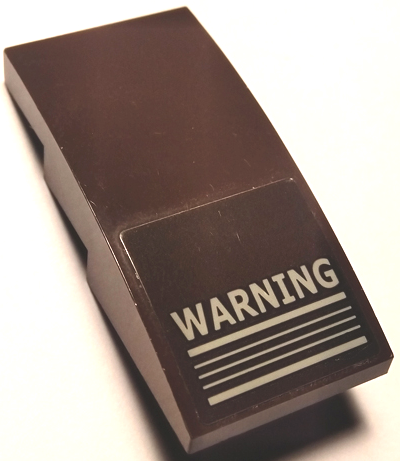 Lego Slope, Curved 4 x 2 with Light Bluish Gray 'WARNING' and Stripes Pattern (Sticker) - Set 70632
