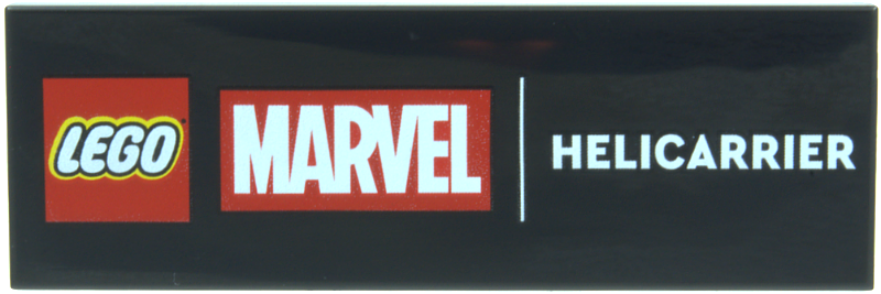 Lego Tile 2 x 6 with LEGO Marvel Logo and White 'HELICARRIER' Pattern