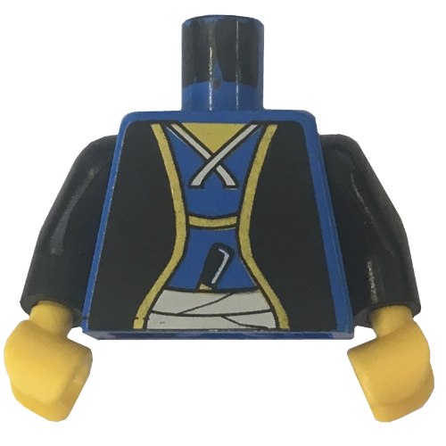 Lego Torso Samurai Robe, Sash and Dagger Print (Shogun), Black Arms, Yellow Hands / Blue
