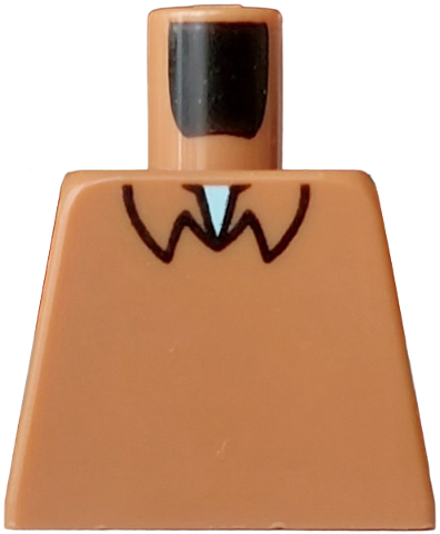 Lego Torso Shirt with Black Collar Outline, Light Aqua Neck Pattern / Medium Nougat