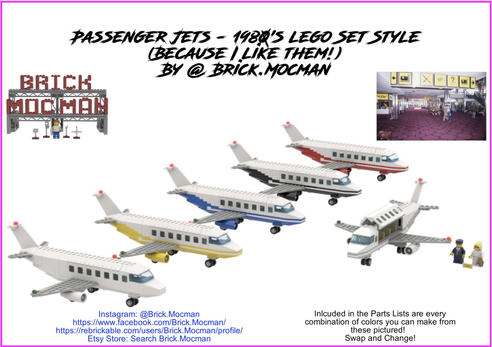 Lego 1980's Style Passenger Jet Airplane