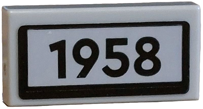 Lego Tile 1 x 2 with Black '1958' Pattern (Sticker) - Set 910034