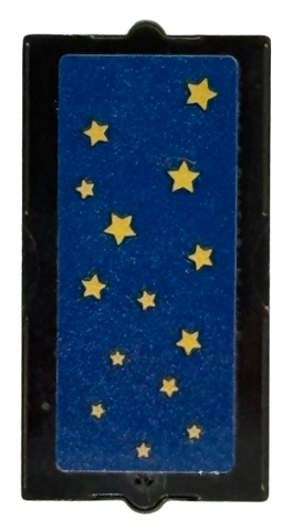 Lego Glass for Window 1 x 2 x 3 with Gold Stars on Dark Blue Background Pattern (Sticker) - Set 40701 / Black