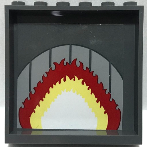 Lego Panel 1 x 6 x 5 with Fireplace with Red, Bright Light Yellow and White Flames Pattern (Sticker) - Set 70922