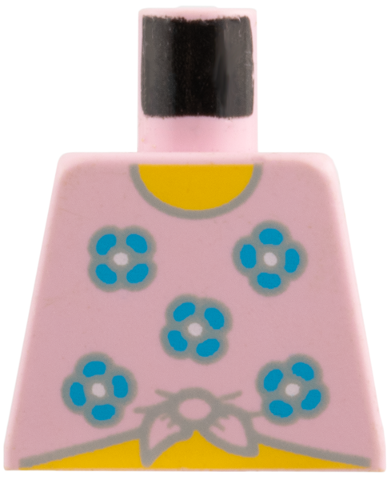 Lego Torso Shirt Tied at Bottom with Blue Flowers, Yellow Neck and Stomach Pattern / Pink