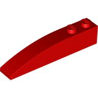 Lego Brick Wedged, Curved 6 x 2 Right, Smooth Inner Walls / Red
