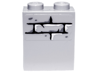 Lego Brick 1 x 2 x 2 with Inside Stud Holder with Narrow Bricks Pattern (Sticker) - Set 9473 / Light Bluish Gray