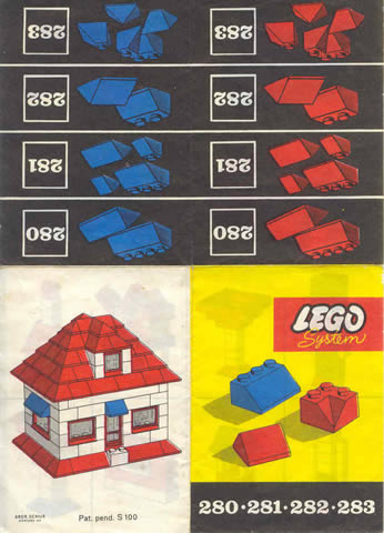 Lego 1 x 2 and 3 x 2 Sloping Bricks, Red