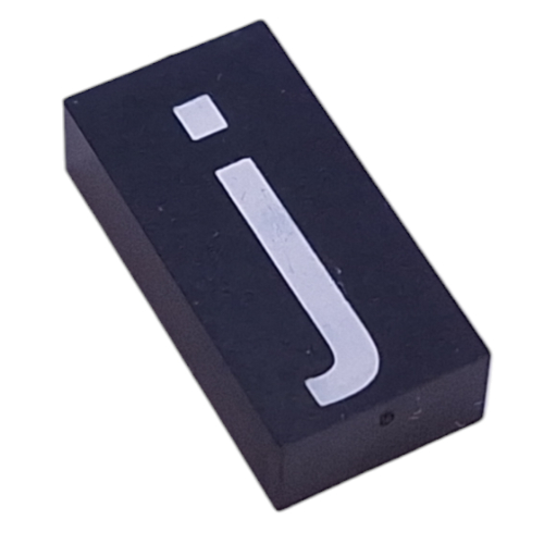 Lego Modulex Tile 2 x 4 with White 'j' Print, without Internal Supports