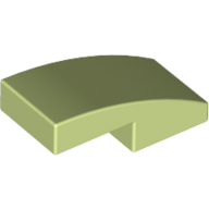 Lego Brick Curved 2 x 1 No Studs [1/2 Bow] / Yellowish Green
