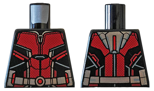 Lego Torso Ant-Man Dark Red Body Suit with Silver Trim Pattern / Black