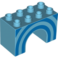 Lego Duplo Brick 2 x 4 x 2 Arch with Blue Half Circles Print