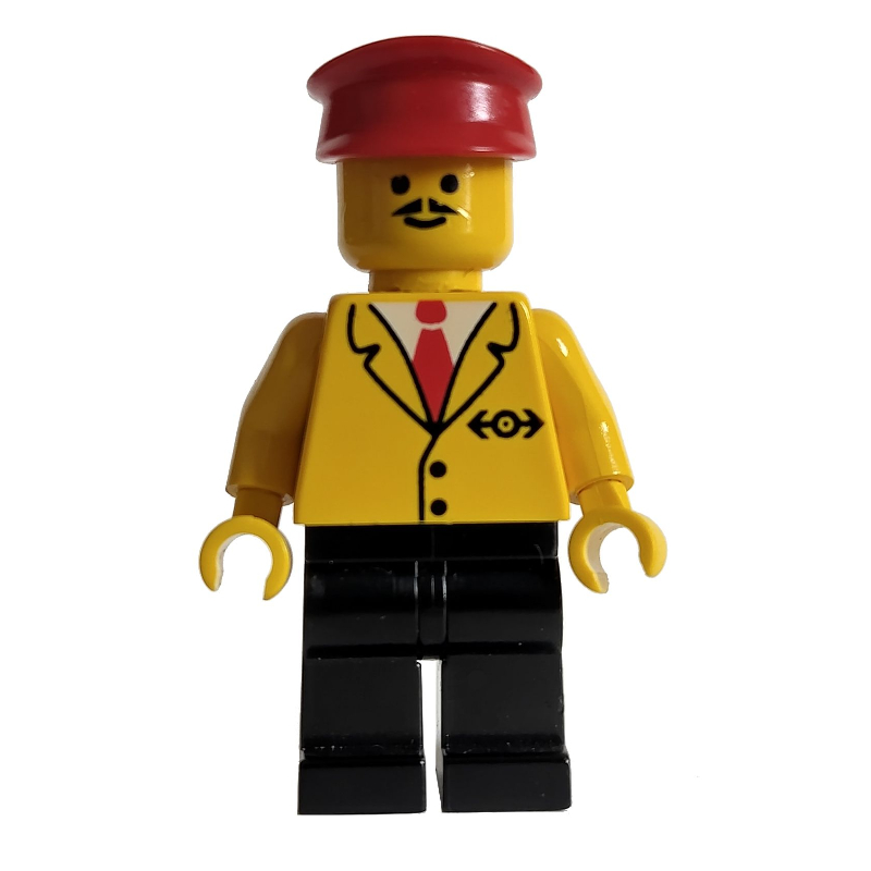 Lego Conductor - Yellow Jacket, Black legs, Red Hat
