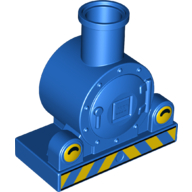 Lego Duplo Train Front, Steam Engine with Yellow Headlights with Black Curved Line and Yellow Danger Stripes Print