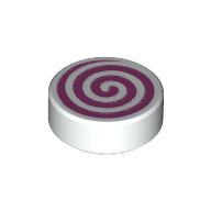 Lego Tile Round 1 x 1 with Magenta Swirl Print