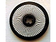 Lego Technic, Disk 3 x 3 with Black and Silver Mesh Sharp Lines Pattern (Sticker) - Set 3677 / Black