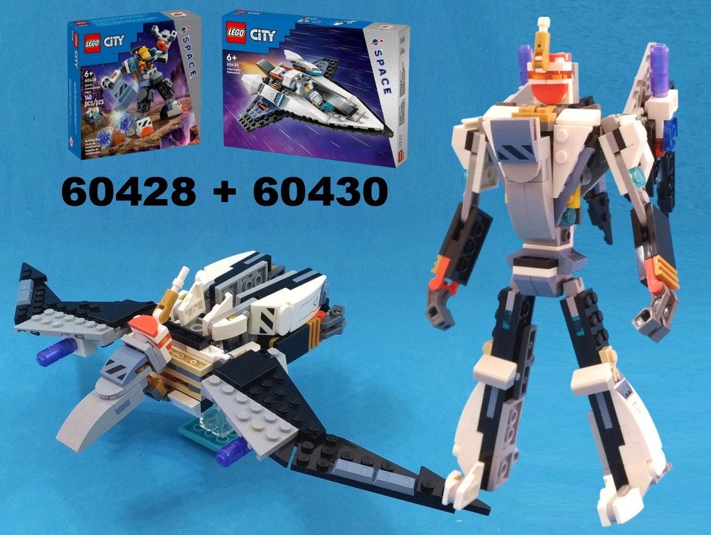 Lego Transformer Dinobot Swoop Pteranodon using LEGO City Space 60428 and 60430