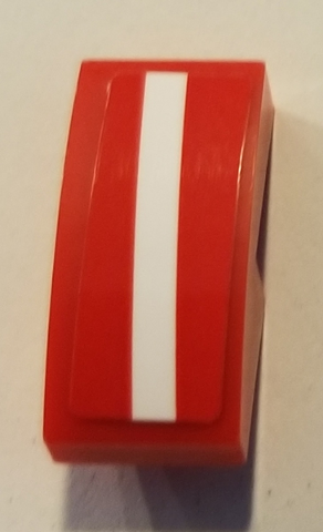 Lego Slope, Curved 2 x 1 x 2/3 with Angled White Stripe Pattern (Sticker) - Set 75894