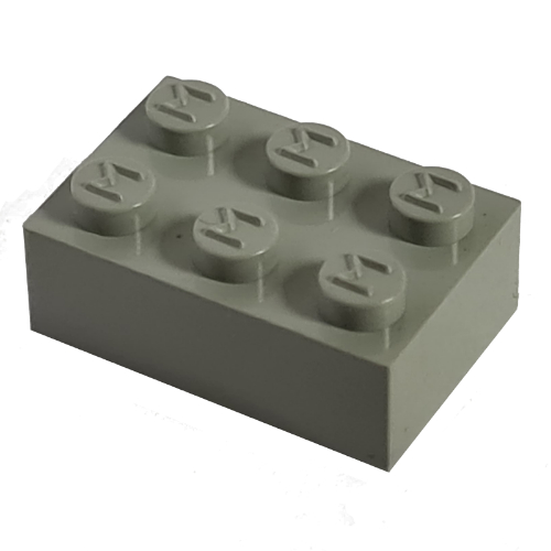 Lego Modulex Brick 2 x 3 with M on Studs / Modulex Light Gray