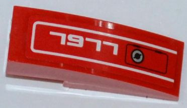 Lego Slope, Curved 3 x 1 with Panel and '7977' Pattern Model Right Side (Sticker) - Set 7977