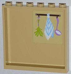Lego Panel 1 x 6 x 5 with Herbs, Tea Towel and Ladle Pattern on Inside (Sticker) - Set 3315